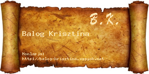 Balog Krisztina névjegykártya